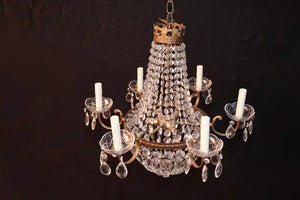 Elegant 1940's French style crystals/brass chandelier