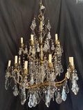 Beautiful large French bronze and Crystals chandelier