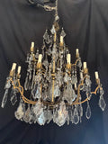 Beautiful large French bronze and Crystals chandelier