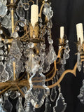 Beautiful large French bronze and Crystals chandelier