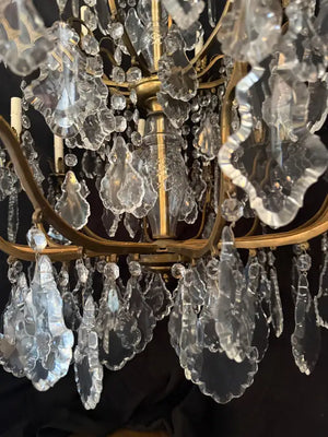 Beautiful large French bronze and Crystals chandelier
