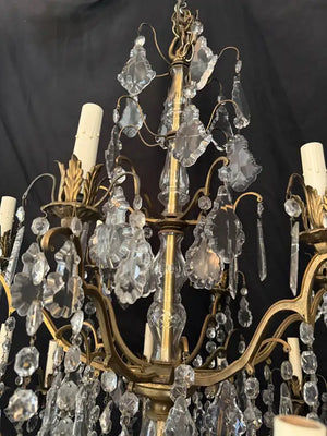 Beautiful large French bronze and Crystals chandelier