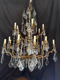 Beautiful large French bronze and Crystals chandelier