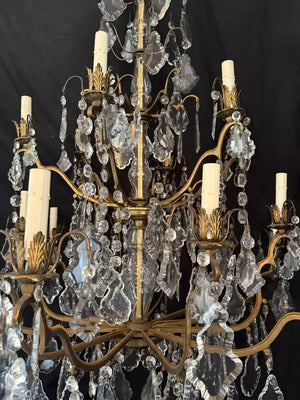 Beautiful large French bronze and Crystals chandelier