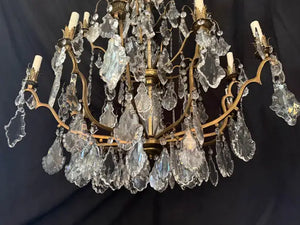Beautiful large French bronze and Crystals chandelier