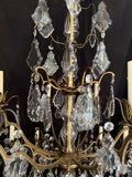Beautiful large French bronze and Crystals chandelier
