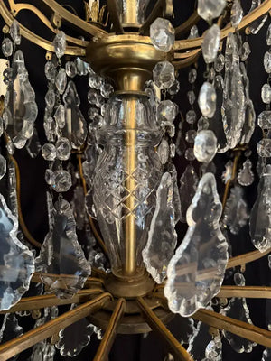 Beautiful large French bronze and Crystals chandelier