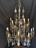Beautiful large French bronze and Crystals chandelier