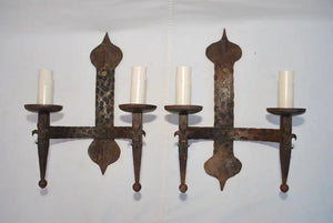 Elegant pair of 1930's wrought iron sconces