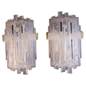 Beautiful and rare pair of 1970's skyscraper sconces