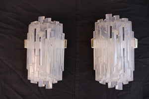 Beautiful and rare pair of 1970's skyscraper sconces