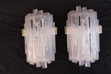 Beautiful and rare pair of 1970's skyscraper sconces