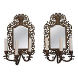 Beautiful Large pair of French late 19 th Century/mirror bronze sconces