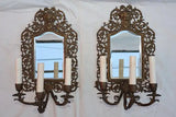 Beautiful Large pair of French late 19 th Century/mirror bronze sconces