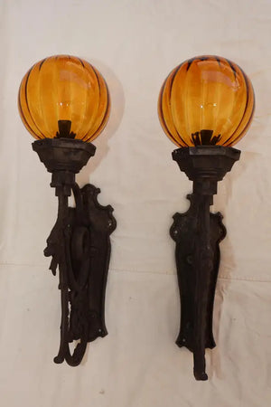 Rare large pair of 1920's outdoor/indoor sconces