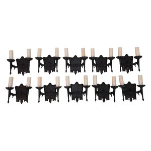 Rare set of ten 1920's cast iron sconces ( PRICE IS FOR ONE PAIR )