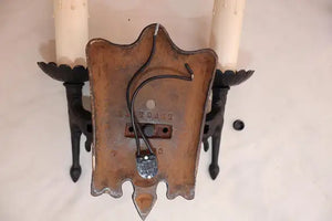 Rare set of ten 1920's cast iron sconces ( PRICE IS FOR ONE PAIR )