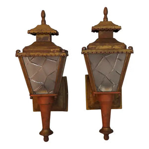 pair of 1940's copper/brass outdoor/indoor sconces