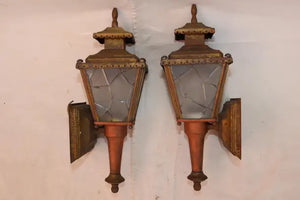 pair of 1940's copper/brass outdoor/indoor sconces