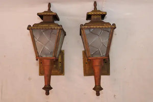 pair of 1940's copper/brass outdoor/indoor sconces