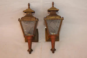 pair of 1940's copper/brass outdoor/indoor sconces