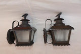 Cute little pair of 1940's copper outdoor sconces