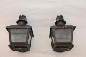 Cute little pair of 1940's copper outdoor sconces