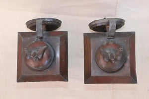 Cute little pair of 1940's copper outdoor sconces