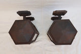 Rare large pair of 1920' cast iron outdoor sconces