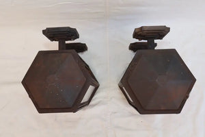 Rare large pair of 1920' cast iron outdoor sconces