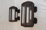 Rare large pair of 1920' cast iron outdoor sconces