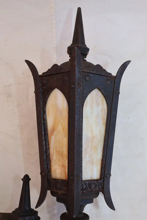 Rare large 1920's cast iron outdoor sconce