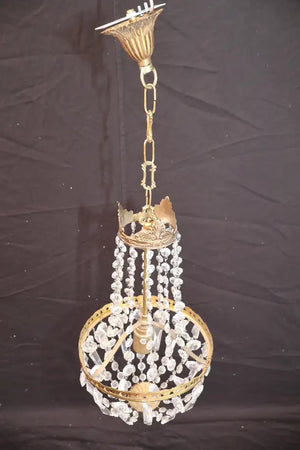 Beautiful French 1940's small crystal light