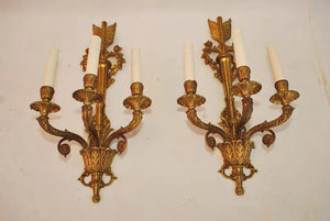 Beautiful pair of 1940's French Empire style sconces