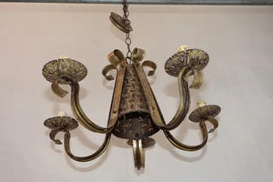 Elegant brutalist chandelier by Tom Green for Feldman