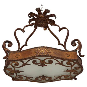 Elegant 1930's French flush wrought iron light