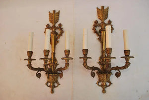 Beautiful pair of 1940's French Empire style sconces