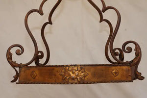 Elegant 1930's French flush wrought iron light