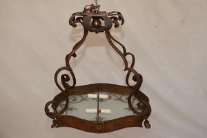 Elegant 1930's French flush wrought iron light