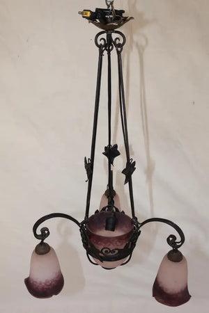 Beautiful French 1920's iron light signed by Rethondes