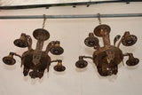 Elegant pair of 1920's Art Deco bronze chandelier