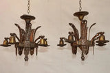 Elegant pair of 1920's Art Deco bronze chandelier