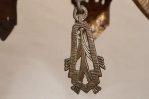 Elegant pair of 1920's Art Deco bronze chandelier