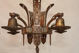 Elegant pair of 1920's Art Deco bronze chandelier