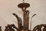 Elegant pair of 1920's Art Deco bronze chandelier