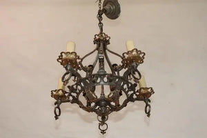 Beautiful 1920's cas iron chandelier