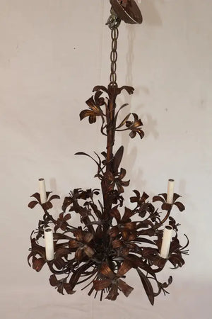 Elegant 1950's Italian iron chandelier