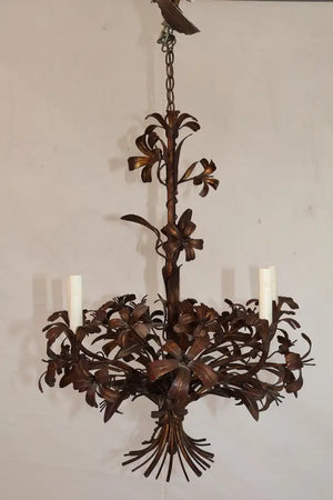 Elegant 1950's Italian iron chandelier