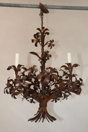 Elegant 1950's Italian iron chandelier