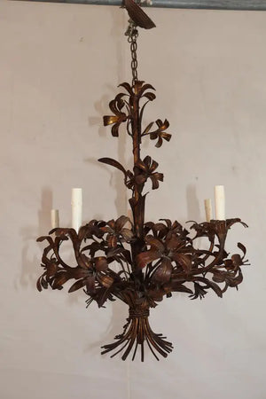 Elegant 1950's Italian iron chandelier
